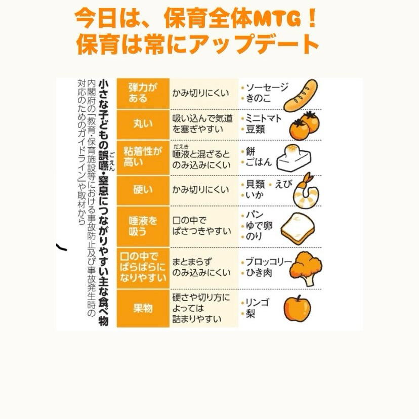 食材、誤飲防止ミーティング