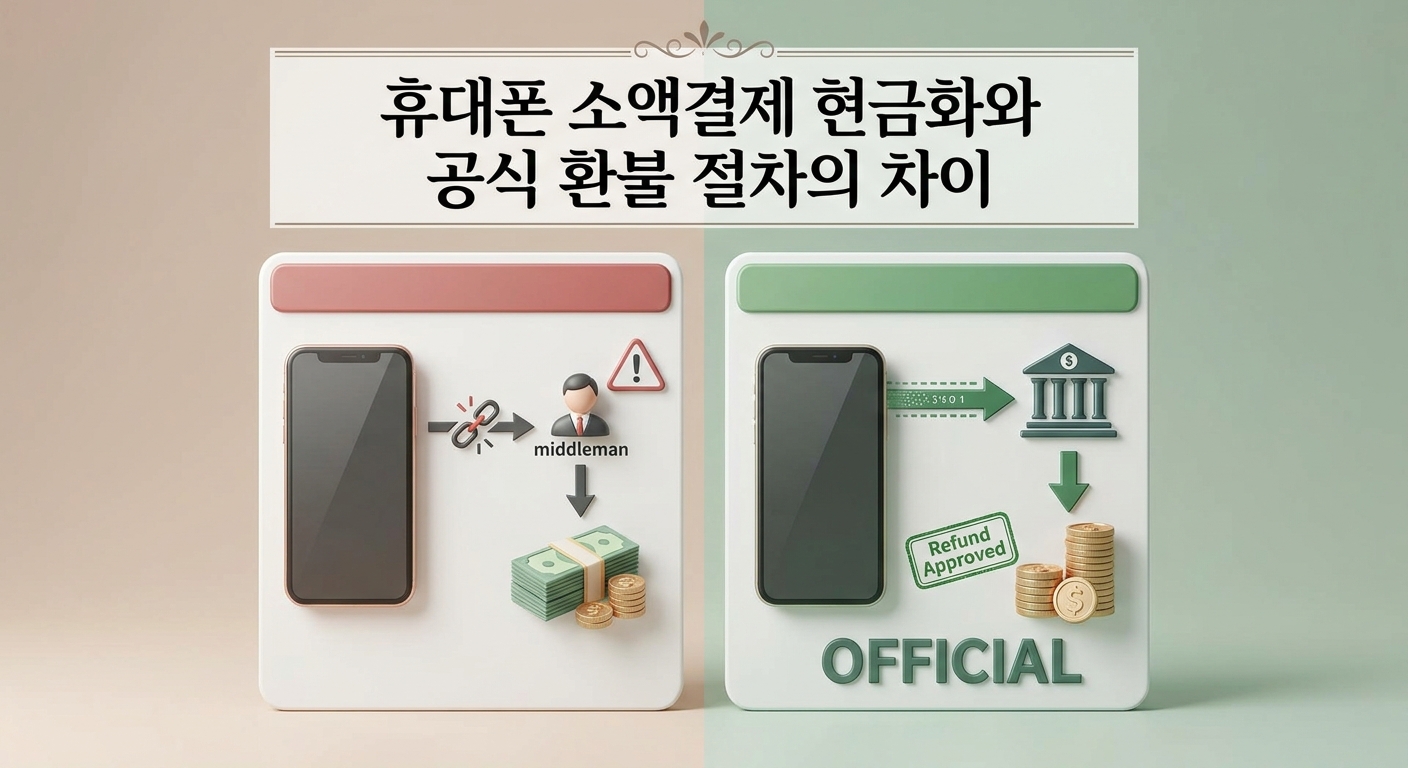 휴대폰 소액결제 현금화와 공식 환불 절차의 차이