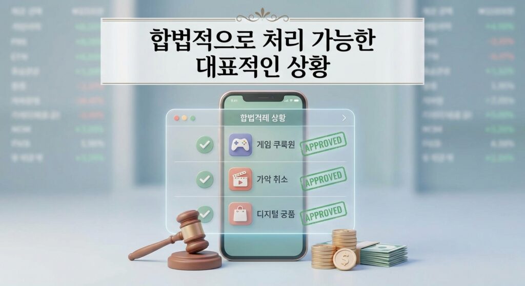 합법적으로 처리 가능한 대표적인 상황